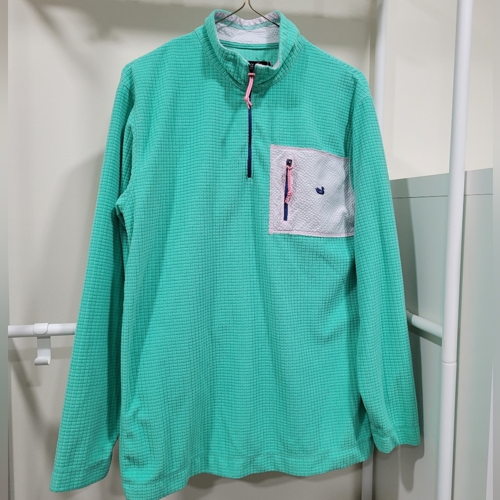 Southern Marsh FieldTec Dune Pullover Waffle knit Teel Pink Seersucker. …